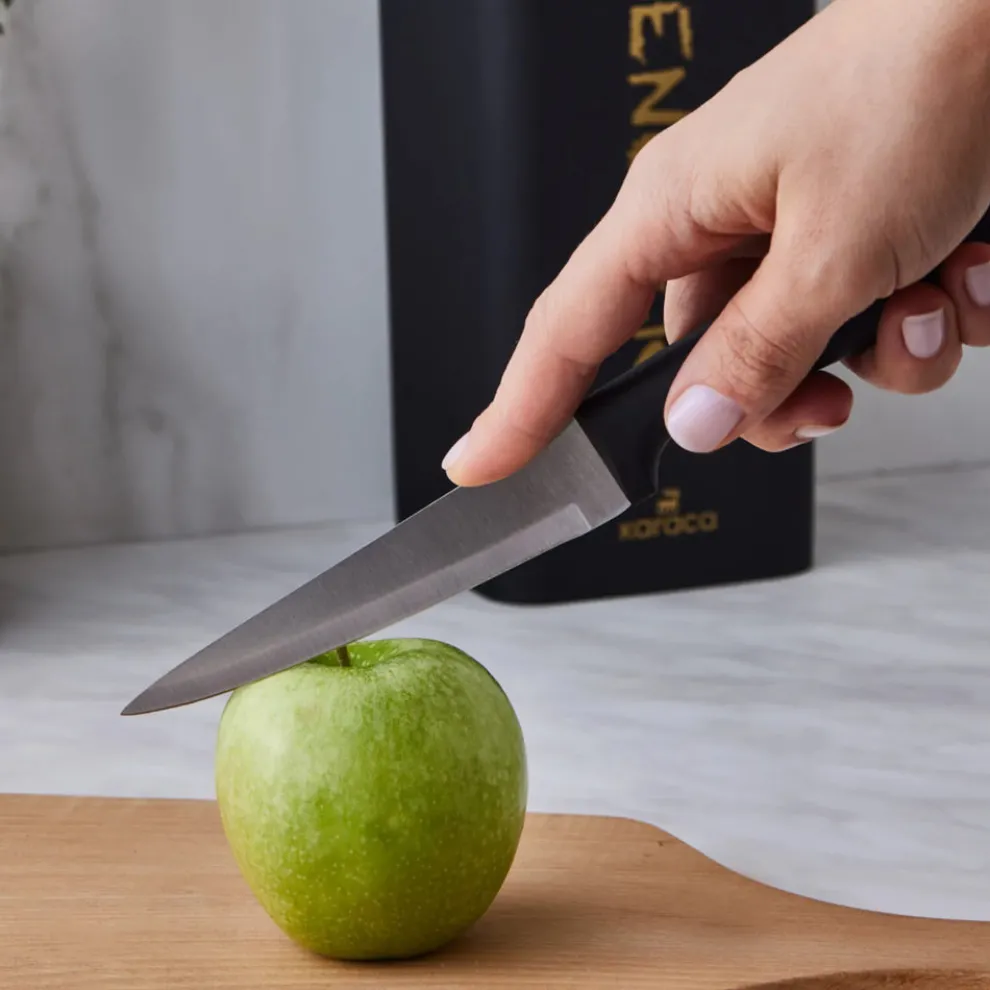 Karaca Keenover 9 Piece Knife Block Set, Black