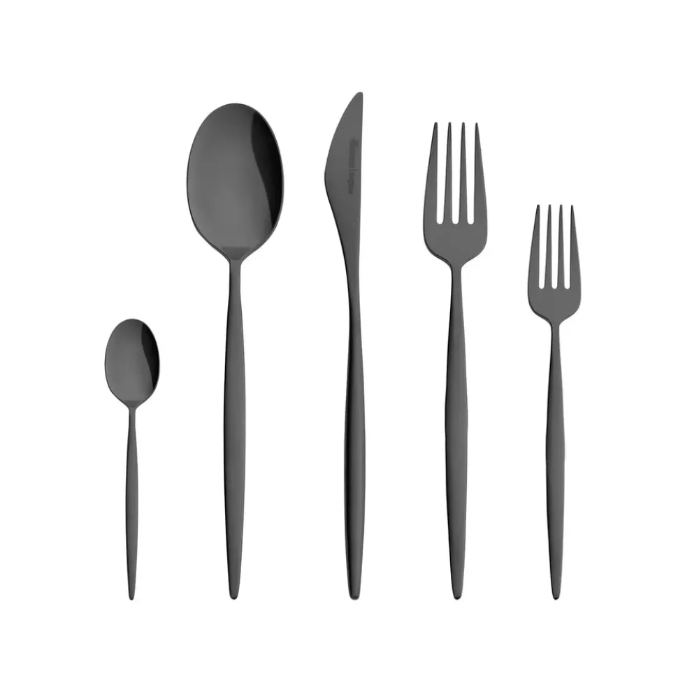 Karaca Lizbon 30-Piece Stainless Steel Cutlery Set for 6 People, Black