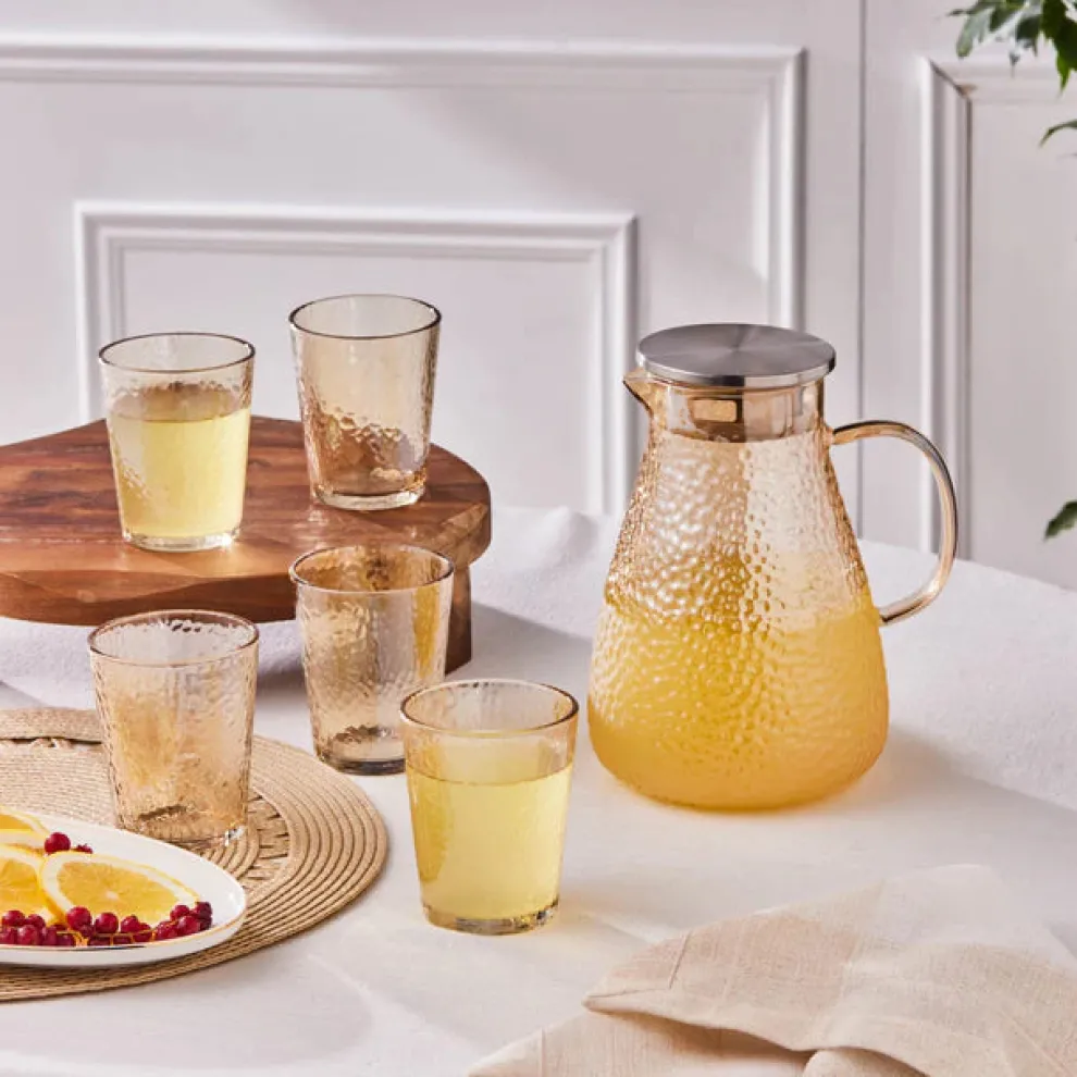 Karaca Luminous 7-Piece Tumbler Glass Set, Amber