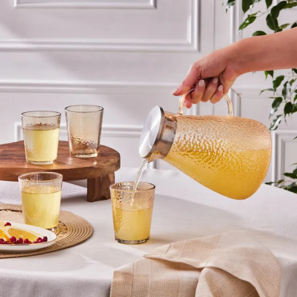 Karaca Luminous 7-Piece Tumbler Glass Set, Amber