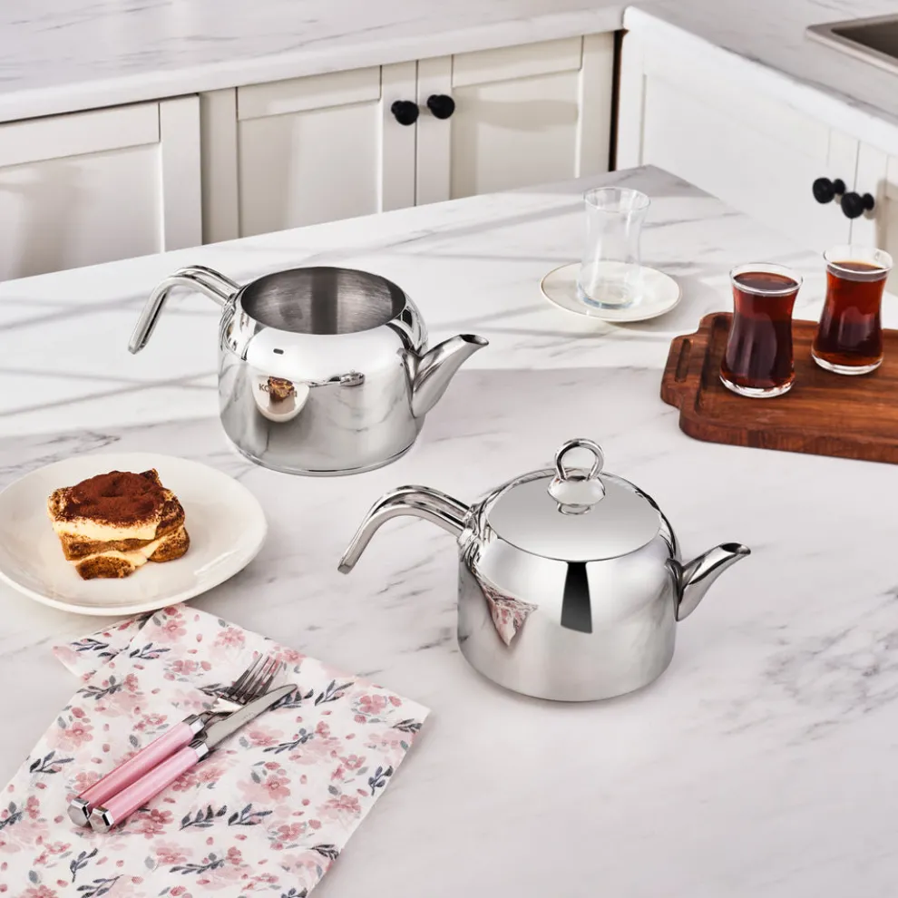 Karaca Manes Stainless Steel Induction Teapot Set, Medium, Metal