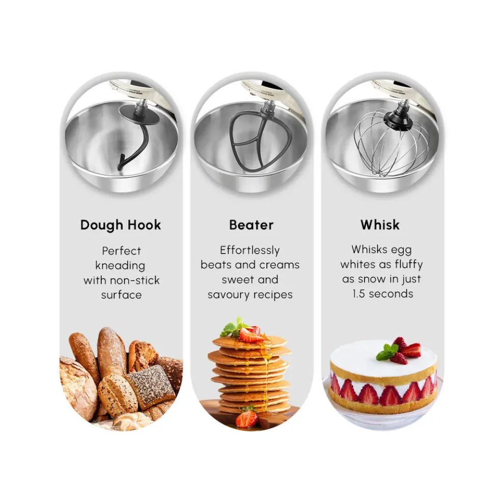 Karaca Mastermaid Chef Pro Zero Side Tech Stand Mixer, 5L, 1500W, Soft Cream