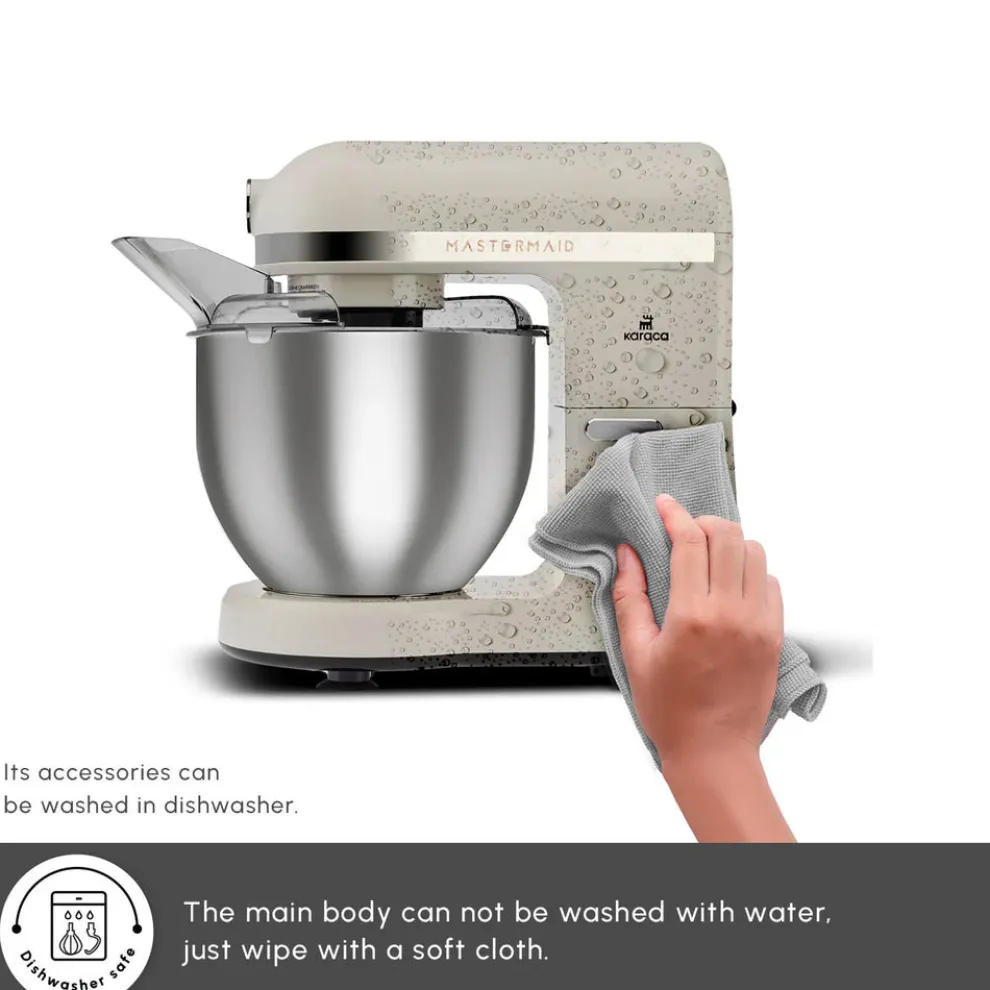 Karaca Mastermaid Chef Pro Zero Side Tech Stand Mixer, 5L, 1500W, Soft Cream