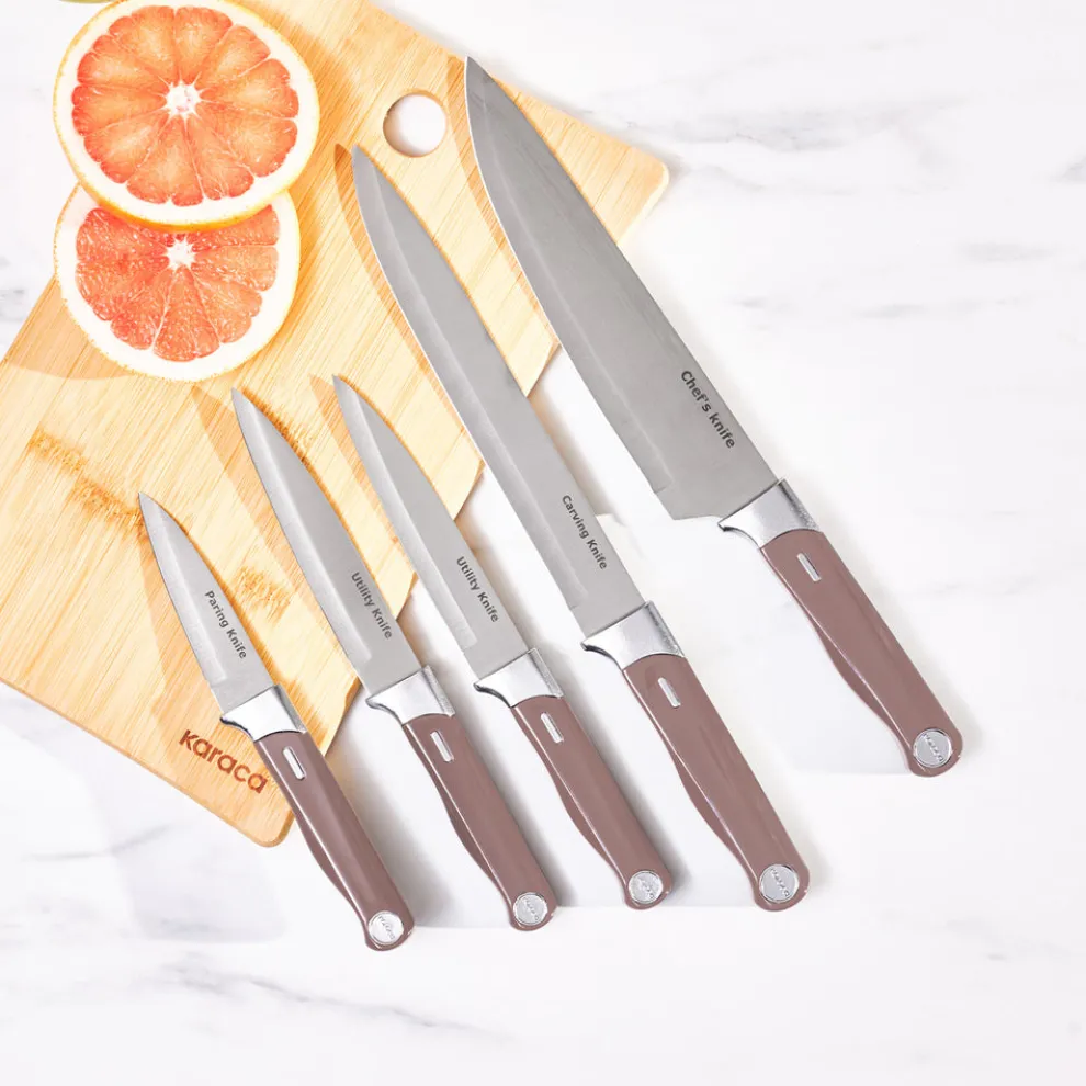 Karaca Mastermaid 6-Piece Knife Set, Rose Gold