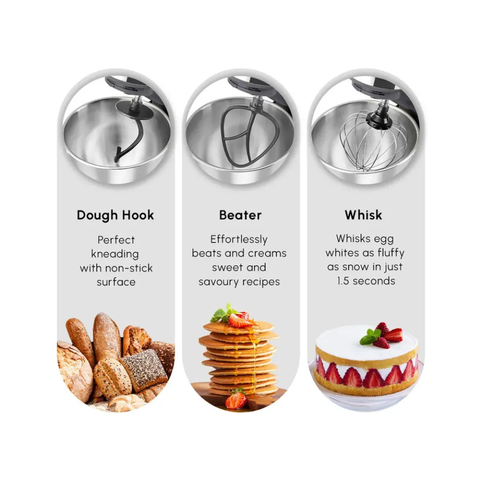 Karaca Mastermaid Chef Pro Zero Side Tech Stand Mixer, 5L, 1500W, Space Grey