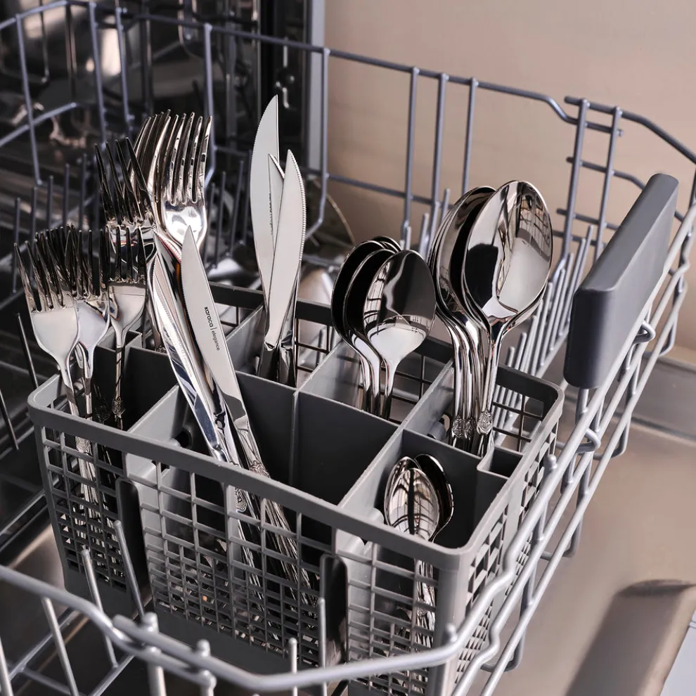 Karaca New Mantilla 84-Piece Stainless Steel Cutlery Set for 12 People, Platin