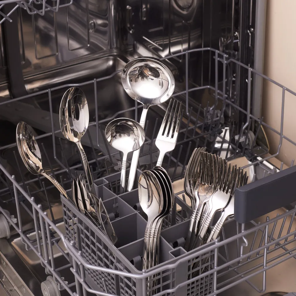 Karaca Nil 91-Piece Stainless Steel Cutlery Set with Serving Set, Silver