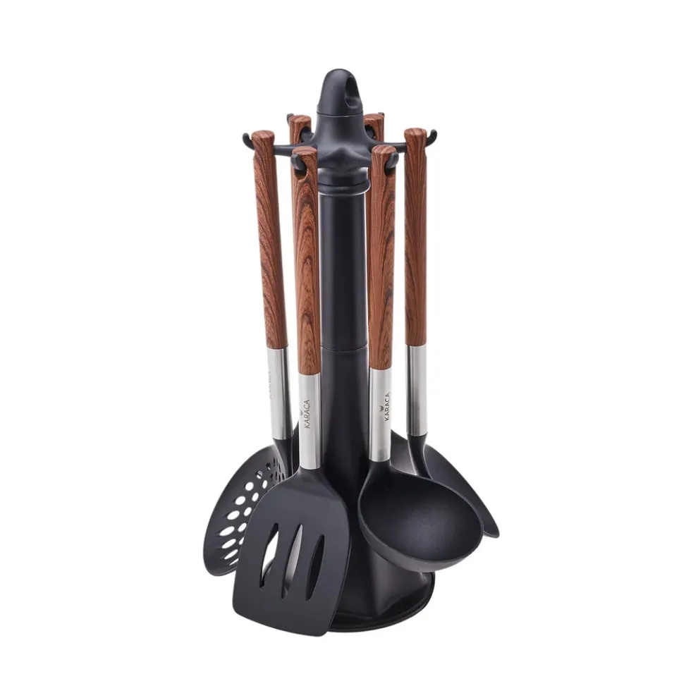 Karaca North Star 6 Piece Kitchen Utensil Set with Stand, Multi