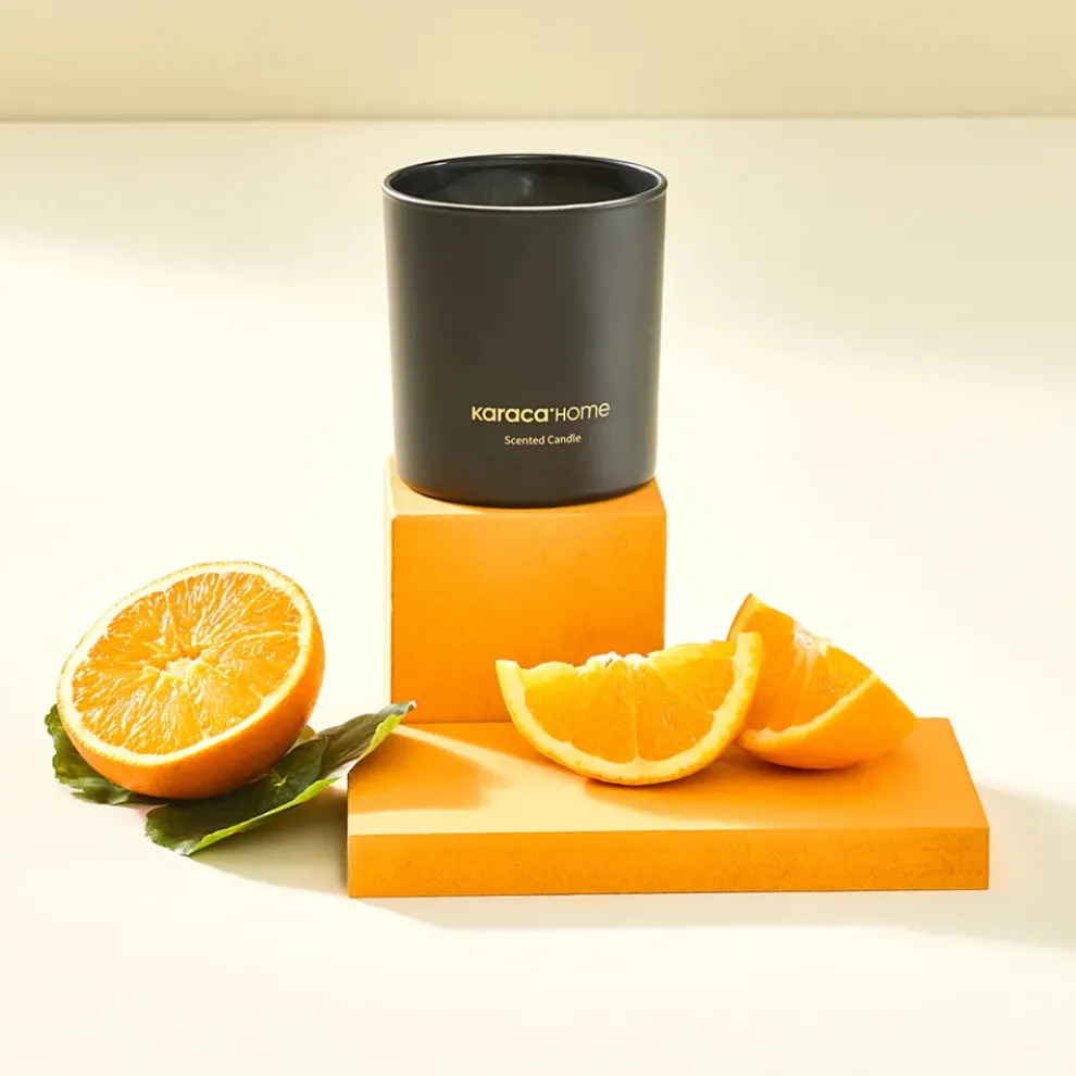Karaca Orange Blossom Candle and Candlestick, Black