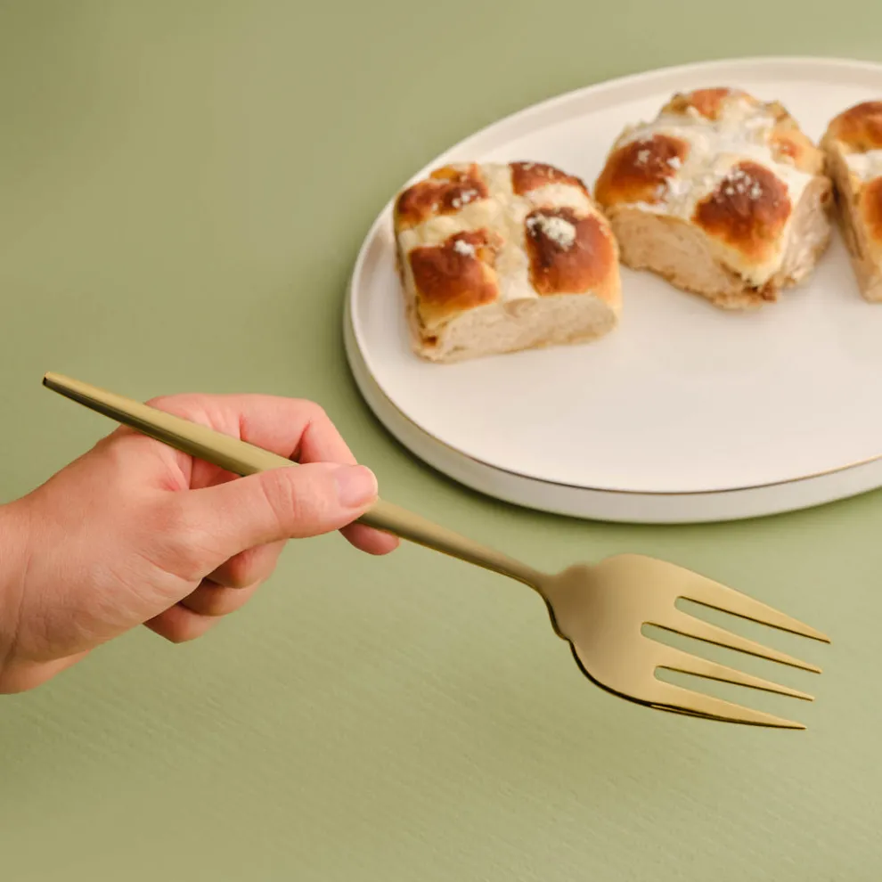 Karaca Orion 7-Piece Stainless Steel Serving Set, Matte Gold