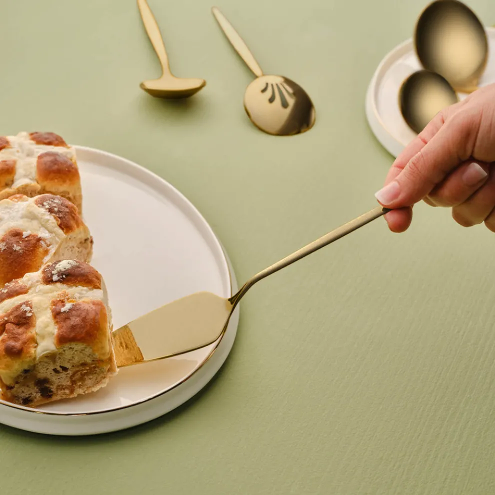 Karaca Orion 7-Piece Stainless Steel Serving Set, Matte Gold