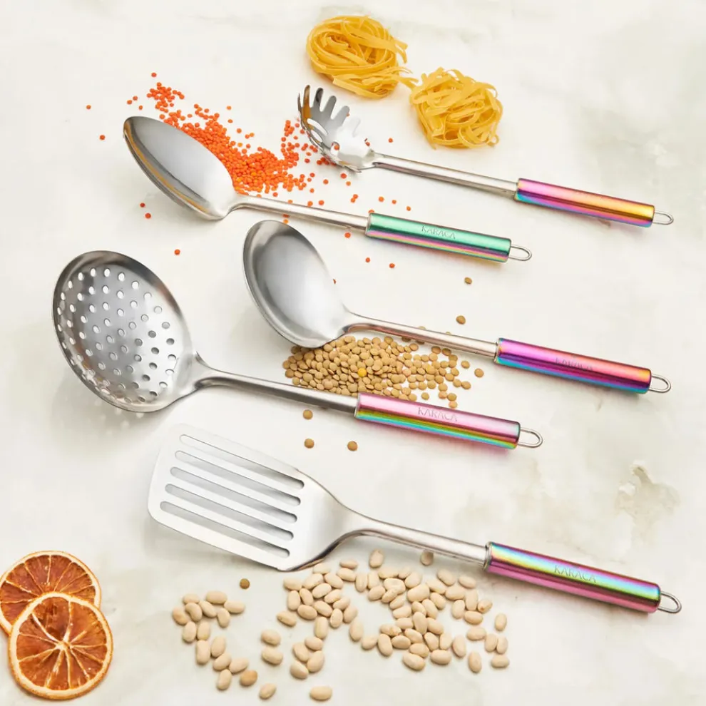 Karaca Pop Up 5 Piece Stainless Steel Kitchen Utensil Set, Multi