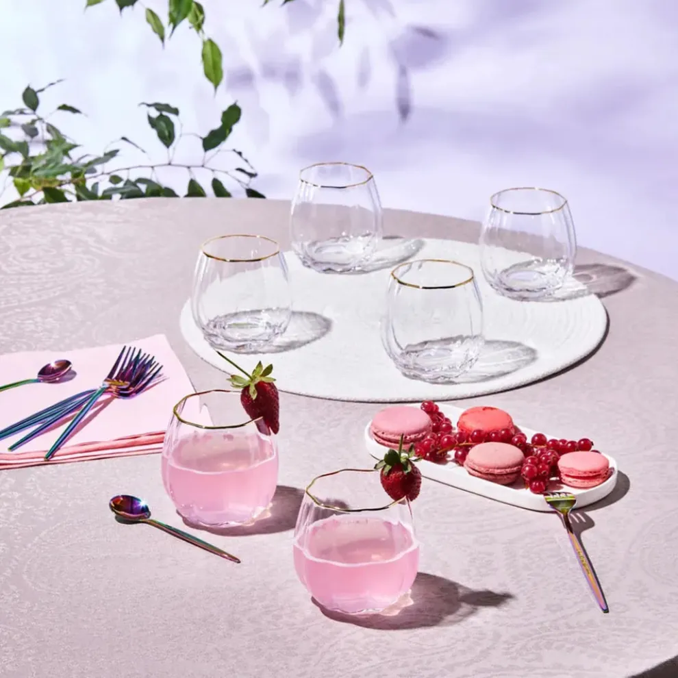 Karaca Priscilla 6-Piece Glass Set for 6 People, 380ml, Gold