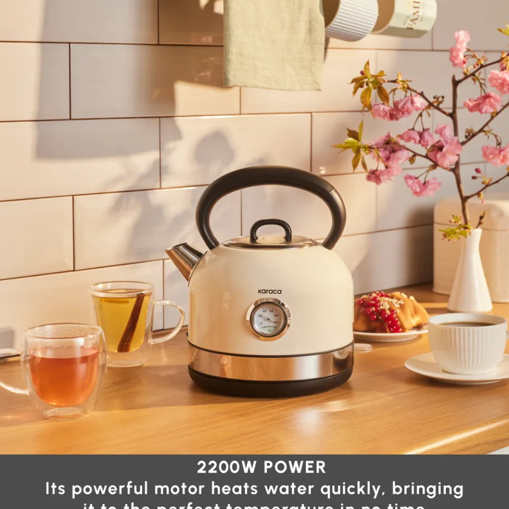 Karaca Retro 2202 Kettle, 2200W, 1,7L, Cream