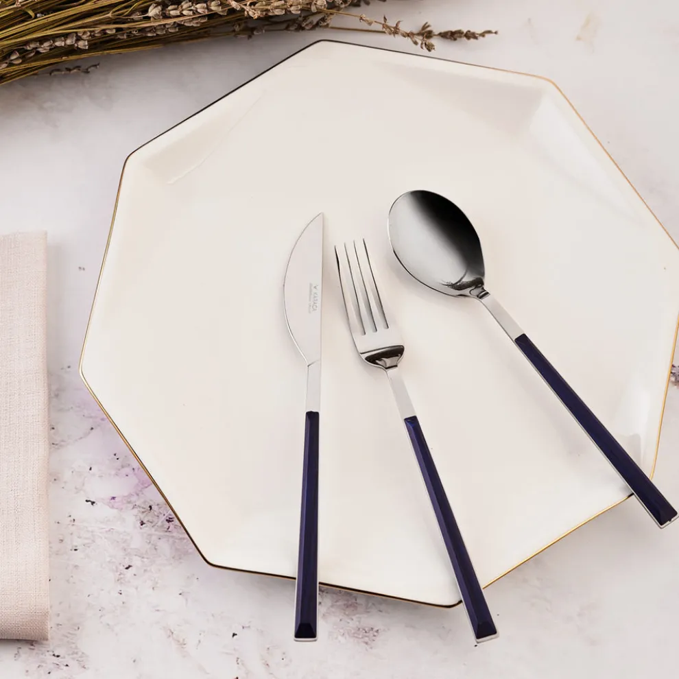 Karaca Salzburg Stainless Steel Table Spoon, 20.5cm, Indigo Silver