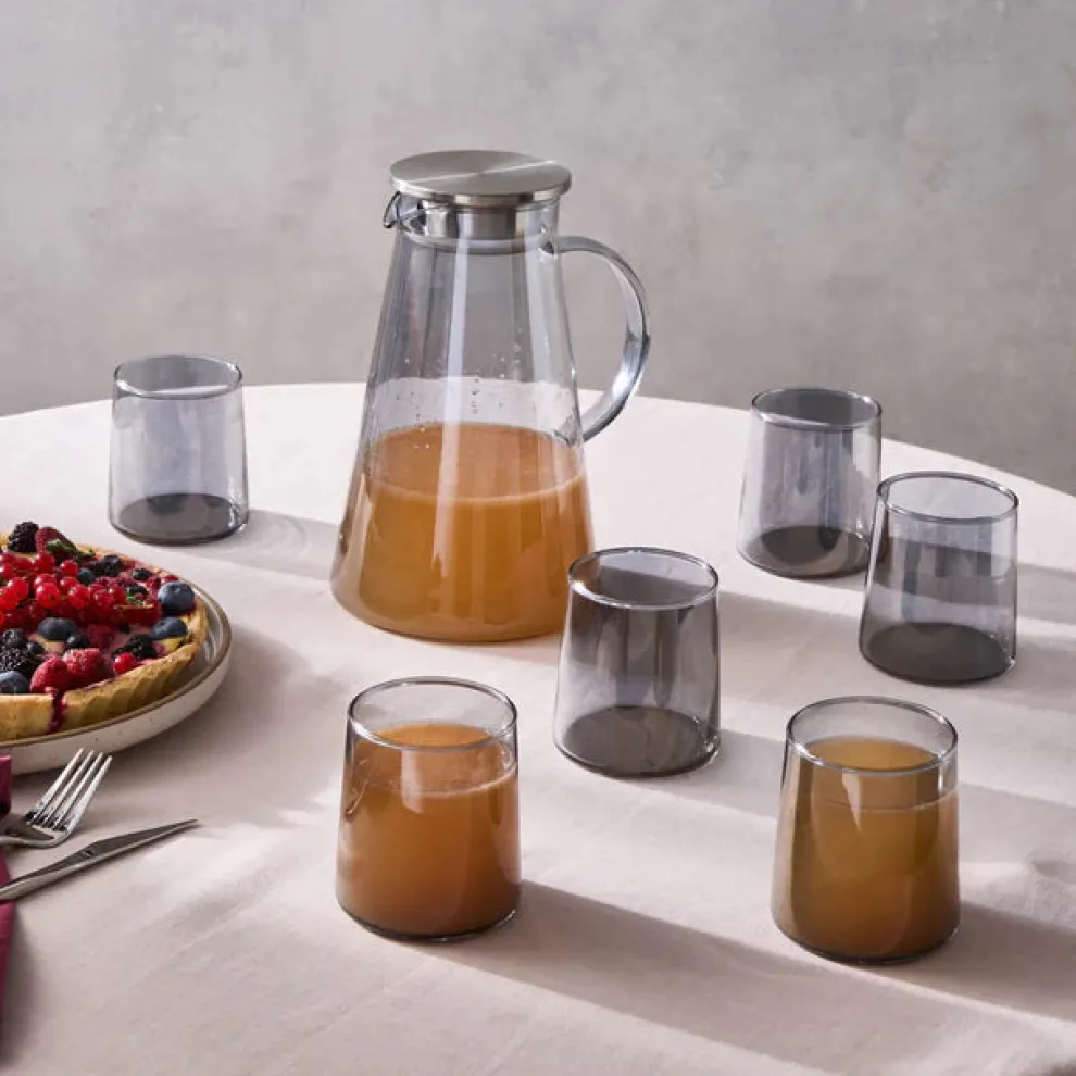 Karaca Serene 7-Piece Tumbler Glass Set, Anthracite