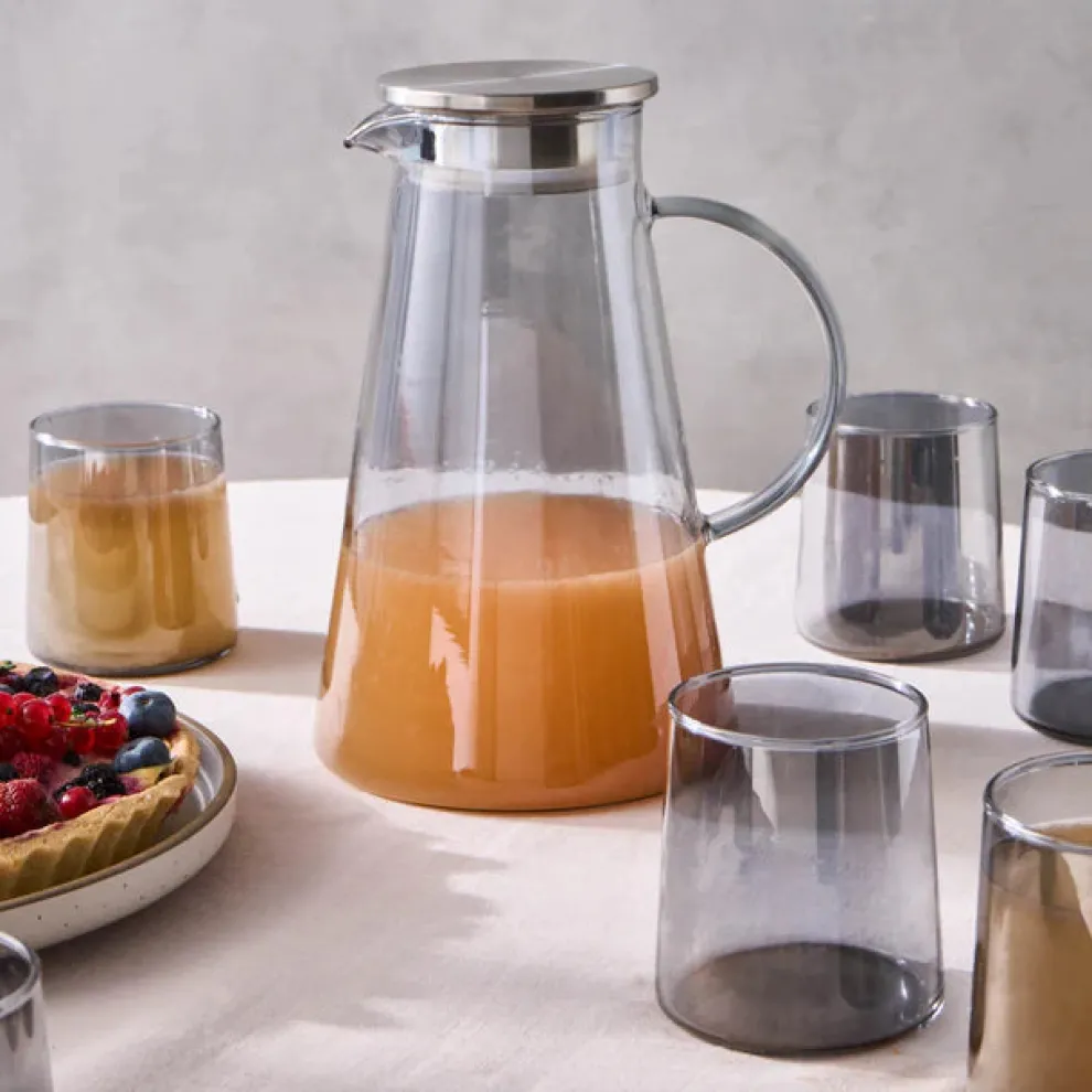 Karaca Serene 7-Piece Tumbler Glass Set, Anthracite