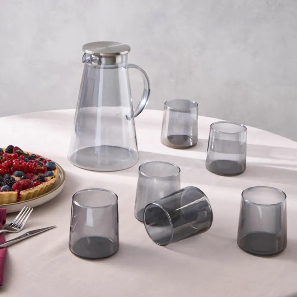 Karaca Serene 7-Piece Tumbler Glass Set, Anthracite