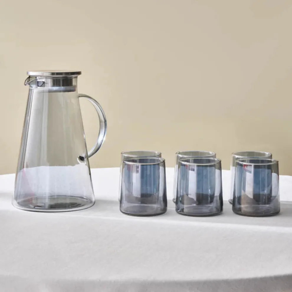 Karaca Serene 7-Piece Tumbler Glass Set, Anthracite