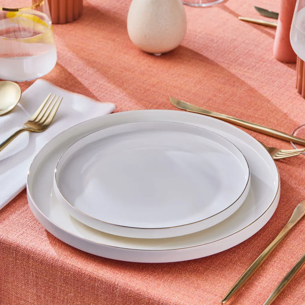 Karaca Stream Bone China Saturn 24-Piece Dinner Set for 6 People, Gold