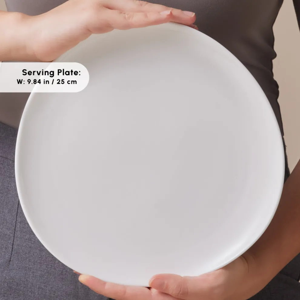 Karaca Stream Bone China Middle 34-Piece Serveware Set for 6 People, White