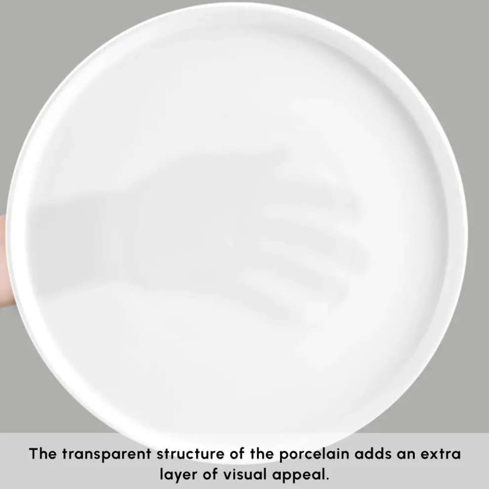 Karaca Stream Bone China Bomo 53-Piece Dinner Set for 12 People, White