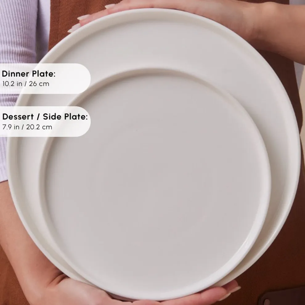 Karaca Stream Bone China Bomo 53-Piece Dinner Set for 12 People, White