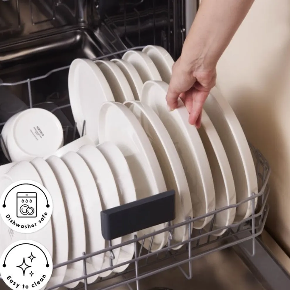 Karaca Stream Bone China Bomo 53-Piece Dinner Set for 12 People, White