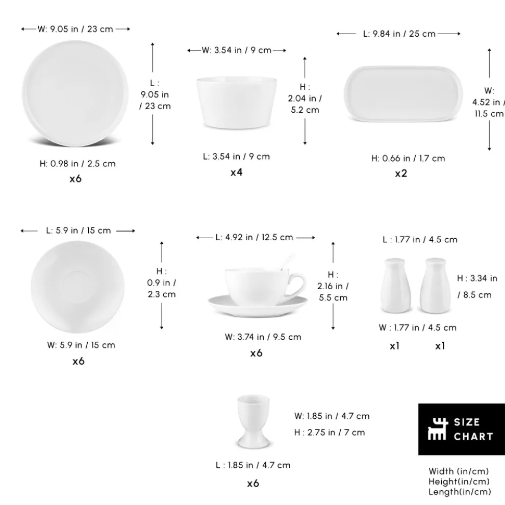 Karaca Stream Pure Favaro 38-Piece Serveware Set for 6 People, White