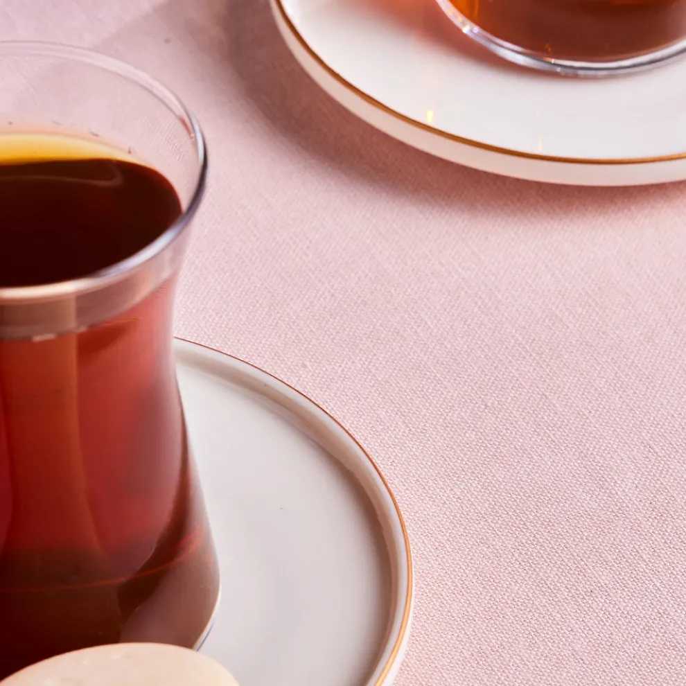 Karaca Streamline Meridian 12-Piece Turkish Tea Set for 6 People, Gold