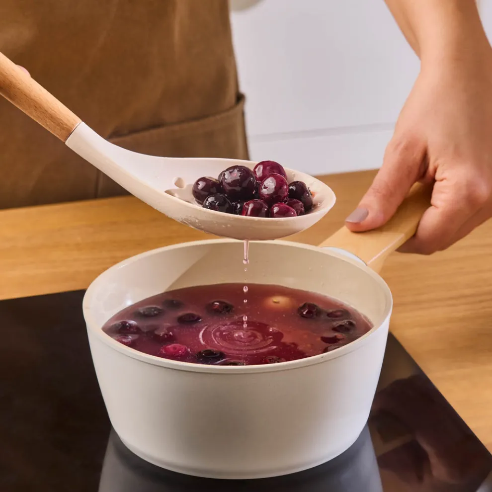 Karaca Swiss Crystal Almond Cream 12-Piece Non-Stick Induction Ceramic Cookware Set, Cream