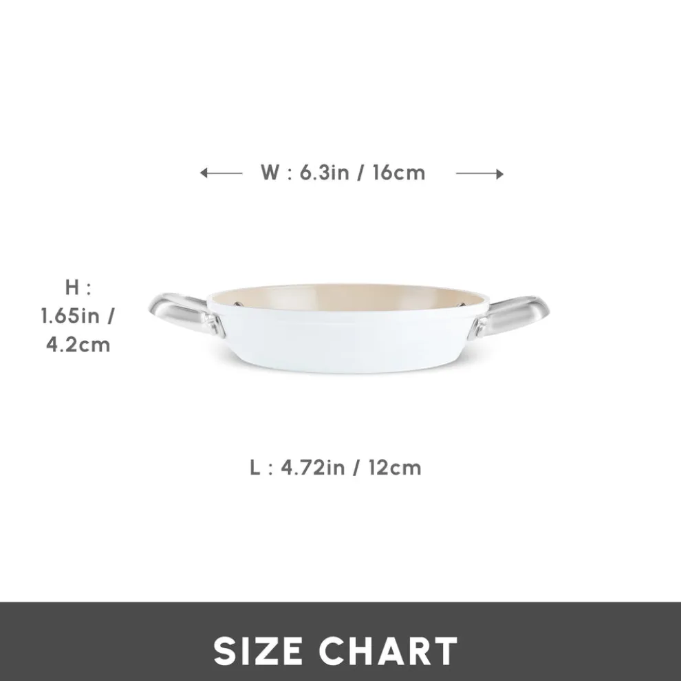 Karaca Swiss Crystal Almond Cream Non-Stick Induction Stainless Steel Handle Shallow Pan, 16cm, Cream