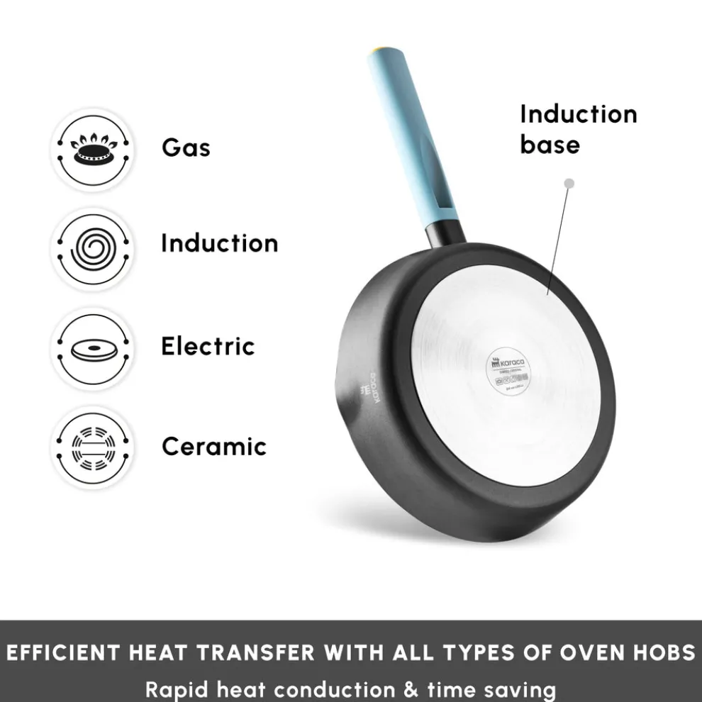 Karaca Swiss Crystal Fancy 7-Piece Ceramic Non-Stick Induction Cookware Set, Black