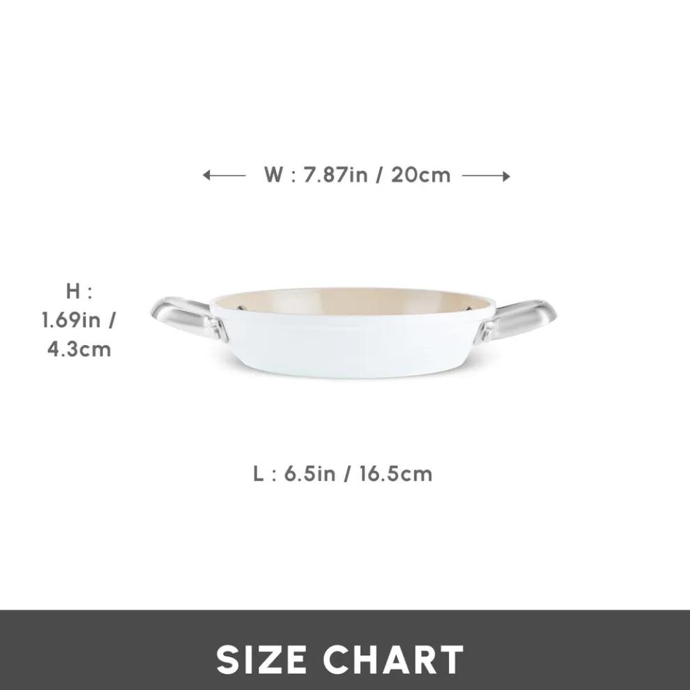 Karaca Swiss Crystal Almond Cream Non-Stick Induction Stainless Steel Handle Shallow Pan, 20cm, Cream
