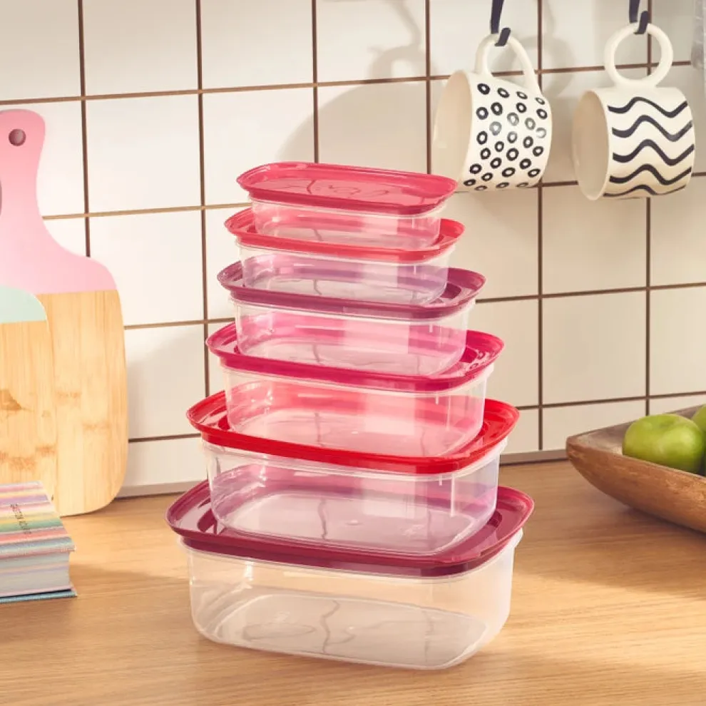 Karaca Vicks Velvet 6-Piece Storage Container, Red