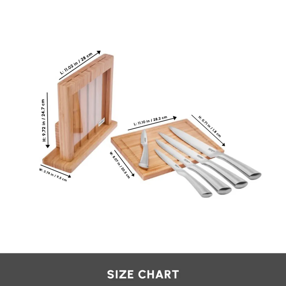 Karaca Vigor 7-Piece Knife Set and Chopping Board, Wood