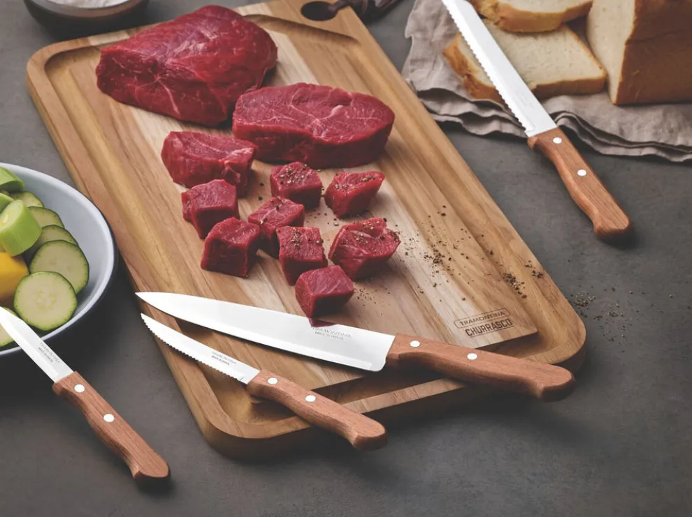 Tramontina 4-Piece Stainless Steel Kitchen Knife Set, Grey